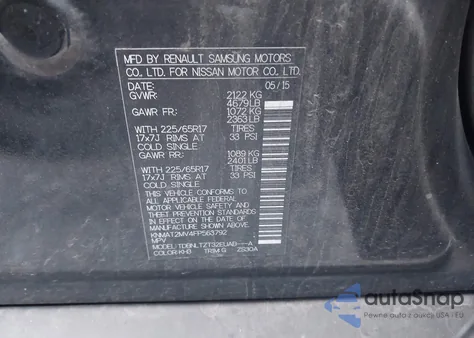 2015 Nissan Rogue Sv from USA, damaged, VIN KNMAT2MV4FP563792